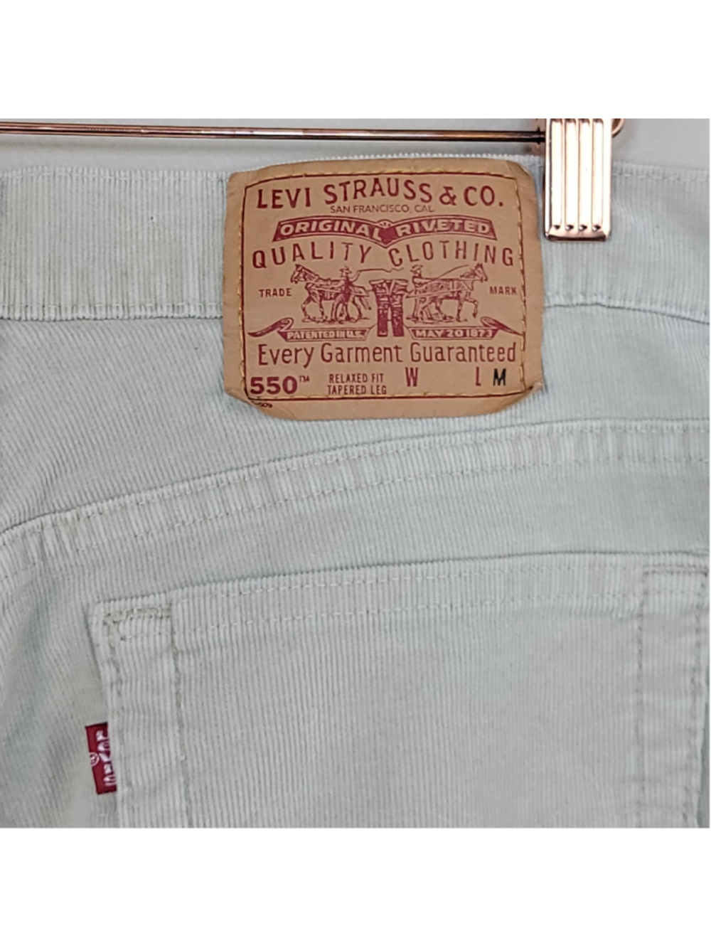Vintage Levi's 550 Relaxed Fit Tapered Leg Pants Light Khaki Beige Corduroy USA - Picture 8 of 13